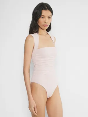 NWT ARITZIA Original Contour Flourish Square Neck Thong Bodysuit Bow Pink Medium thumbnail 2