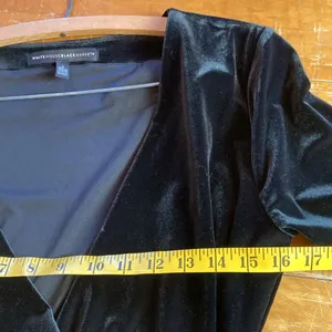 White House Black Market Black V-neck Long Sleeve Draped Velvet Tunic Size S thumbnail 9