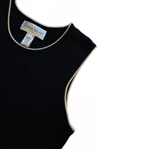 Vintage y2k Black Midi Dress with Natural White Trim 🔥 thumbnail 3