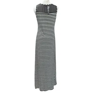 Espresso Maxi Dress Boho Beach NWT Mesh Accent Black/White Stripe Size M FLAW thumbnail 5