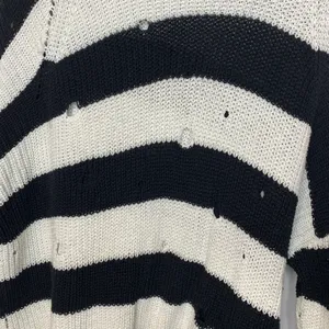 Distressed Black and White Pullover Sweater thumbnail 8