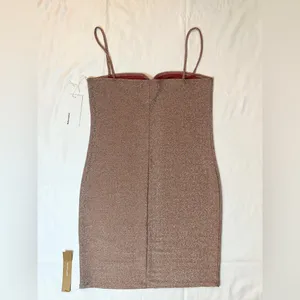Reformation NWT Kyla Dress - Taupe Sparkle - M thumbnail 9