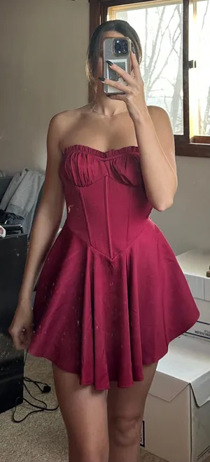 Pretty Little Thing Red Corset Dress thumbnail 1