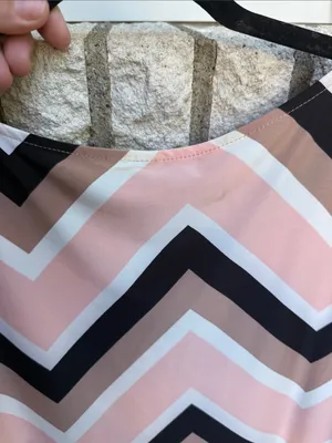 Chevron Shift Dress in Blush, Black & White thumbnail 5