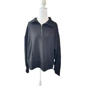 Simply Vera Vera Wang Sweater Size L Black Long Sleeve Half-Zip Pullover Women's thumbnail 4