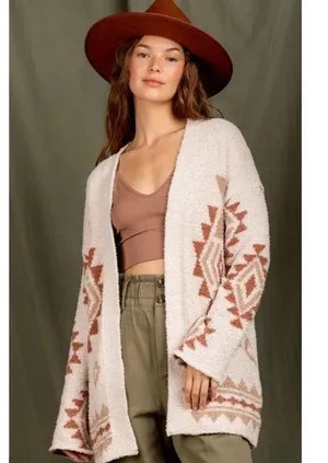 Anthropologie Open Front Fuzzy Cardigan tribal Aztec print thumbnail 1