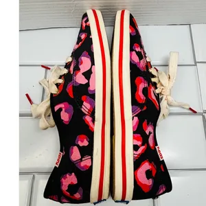 Keds Kate Spade Leopard Sneakers Womens 6 Black Pink Red Low Top Lace Up thumbnail 7