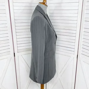 Vintage Moda International Pinstripe‎ Long Blazer Jacket Grey Pink 4 thumbnail 3