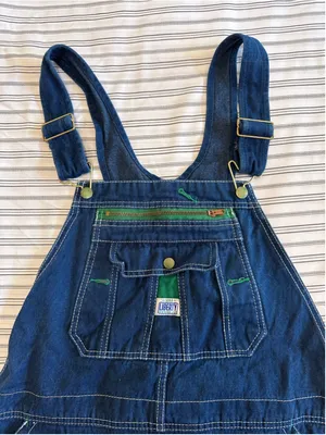Women's Liberty Denim Overalls Size 30 Blue and Green thumbnail 1