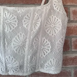 American Eagle Lace Crochet Crop Tank Top Corset Women’s Large White Boho thumbnail 4