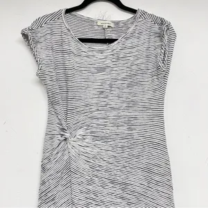 Max Studio Black & White Striped Short Sleeve Ruched Mini Dress Womens S Artsy thumbnail 3