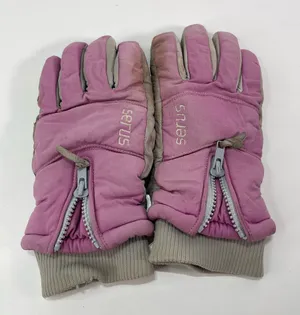 Vintage Serus Winter Ski Snow Mittens Gloves Cowhide Leather Grey Pink Women M thumbnail 1
