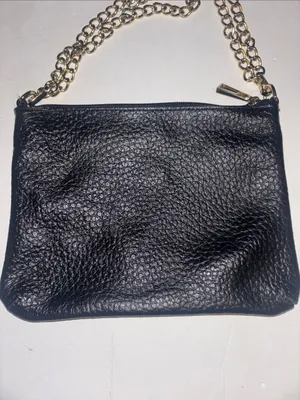 Lodis Black Pebbled Leather Shoulder Bag W/ Gold Chain Preloved Great Condition thumbnail 2