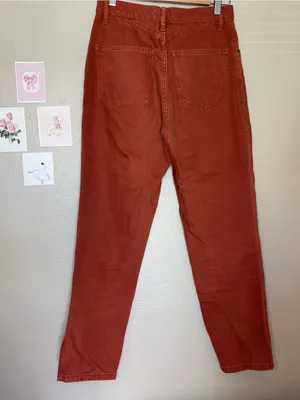 Zara women’s High-Waisted Rust Orange Jeans bohemian casual size 4 fall aesthet thumbnail 4