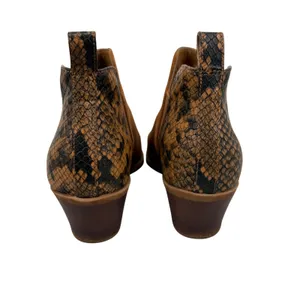 Dolce Vita Womens 9.5 Suede Snakeskin Pointed Toe Ankle Boots Cognac‎ Brown thumbnail 4