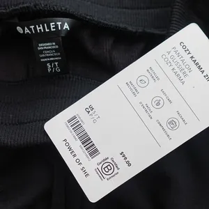 NWT Athleta Black Cozy Karma Zip Straight Leg Pull On Sweatpants Size S thumbnail 4