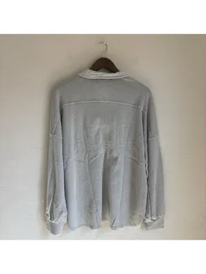 NWT Blue B Collection Medium Heather Grey Thermal Knit Button-Down Shacket Shirt thumbnail 6