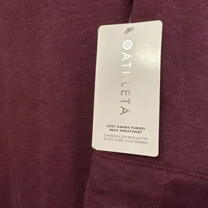 NEW Athleta Womens XL Spiced Cabernet Heather Cozy‎ Karma Funnel Neck Sweatshirt thumbnail 4