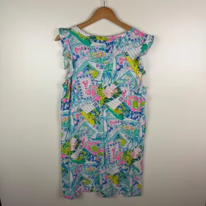 Lilly Pulitzer Laina Dress Large Wish You Were Here Multi Pop Up Preppy Colorful thumbnail 5