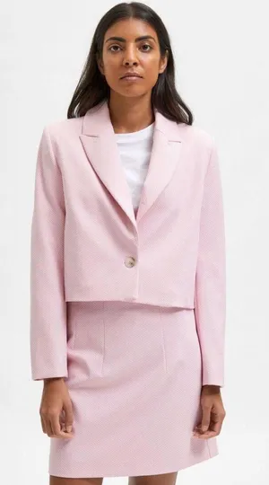 Zara NWT  Textured pink Crop Blazer. thumbnail 3