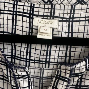 J. Crew Blue and White Boxy Blouse with Mandarin Collar thumbnail 3