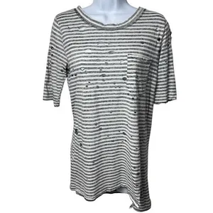 Free People Stripe Distressed Top Beetlejuice Asymmetrical Halloween Grunge XS thumbnail 2