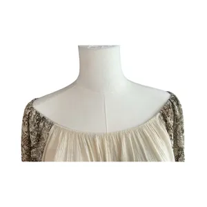 Blu Pepper Crop Top Boho Off Shoulder Snake Skin Balloon Sleeves Y2K Women Large thumbnail 2