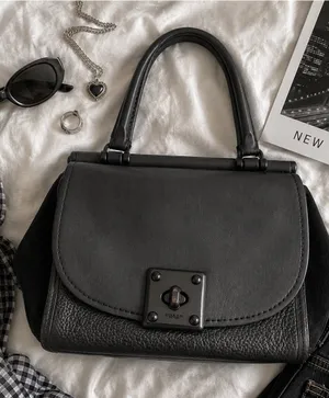 Coach Drifter 38388 Black Mixed-Leather Top Handle Satchel with Strap thumbnail 1