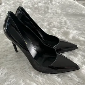 Saint Laurent YSL Anja Black 110 Patent Leather Pumps Shoes Italy Sz 39.5 39 1/2 thumbnail 1