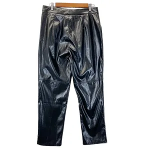 H Halston Faux‎ Leather Pants Women Small Straight Leg Corporate Goth Grunge thumbnail 2