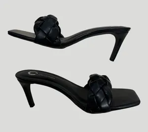 Journee Collection Black Open Toe Mule Heel Sandals Size 8 thumbnail 1