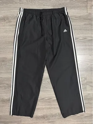 Y2K Adidas Women Black Three Stripe Track Pants L Mesh Lined Zipper Cuffs AZF001 thumbnail 1