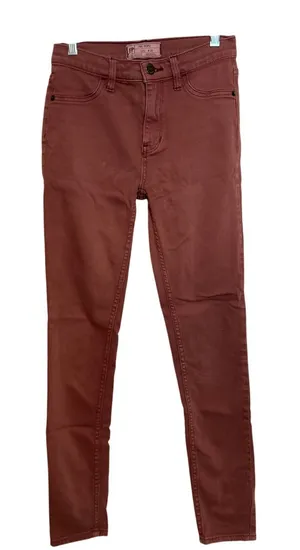 Free People Burgundy Maroon Edgy Emo Punk Whimsigoth Skinny Denim Jeans Pants 25 thumbnail 1