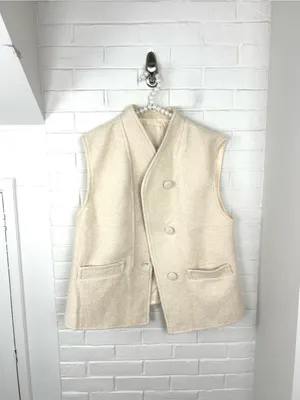 Amazon Cream Light Sherpa Boucle Knit Vest Size L thumbnail 2