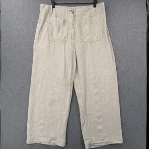Quince 100% European Linen Patch Pocket Wide Leg Pants Flax Beige Size 16 thumbnail 2