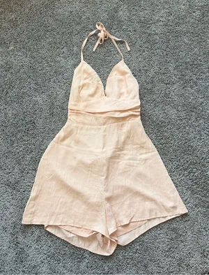 Le Lis Blush Peach Halter Romper thumbnail 1