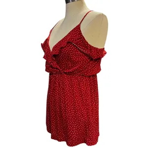 Brandy Melville S Red Polka Dot Ruffle Wrap Front Mini Romper Playsuit Coquette‎ thumbnail 3