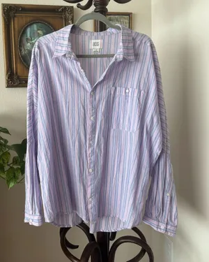 Urban Outfitters Purple Striped Button Up Shirt thumbnail 1