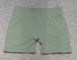 OQQ‎ Womens XL Sage Green Seamless High Waisted Ribbed Yoga Biker Shorts Gym thumbnail 1