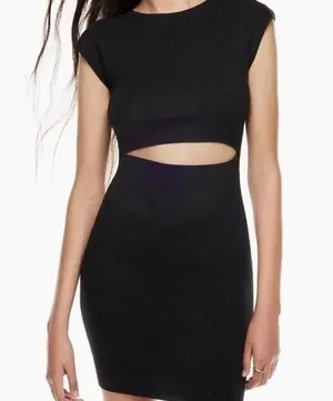 Aritzia Cutout Knit Bodycon Dress XS - Black thumbnail 1