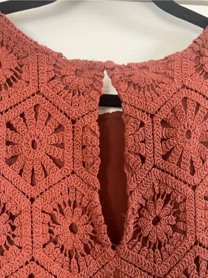 Women’s Evereve Brooklyn Crochet Sleeveless Mini Dress Rust Size L thumbnail 7