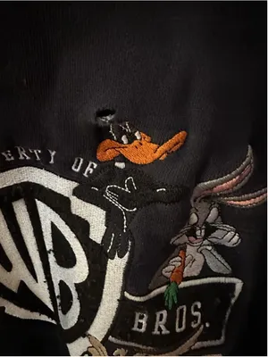 Vintage 1999 Warner Bros Looney Tunes Crewneck Sweatshirt Black Bugs Bunny XL thumbnail 8