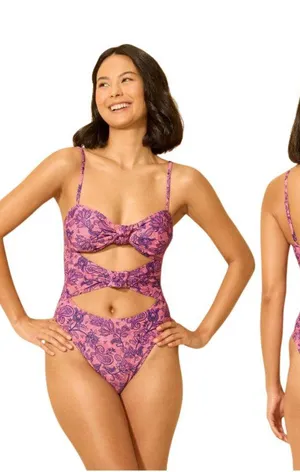 Floral Cutout One Piece Swimsuit thumbnail 1