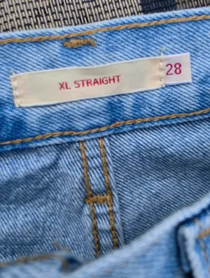 Levis Premium Womens XL Straight Jeans 28 Linen Blue Mid Rise Baggy Loose thumbnail 10