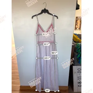 Japna maxi dress Casual Style pink and white stripes with embroidery thumbnail 3