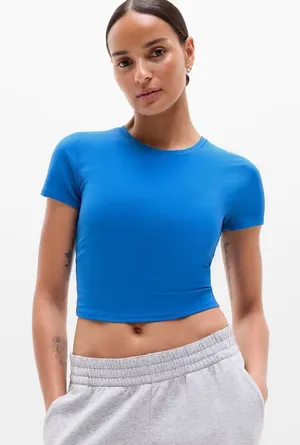 New Athleta S Transcend Open Back Tee Breaker Blue Small Regular thumbnail 1