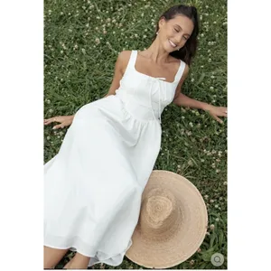 Petal & Pup Kinslee Midi Dress Linen White Sz L NEW $120 thumbnail 11