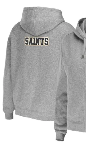 WEAR by Erin Andrews New Orleans Saints Team Heathered Gray Full-Zip Hoodie Size thumbnail 1