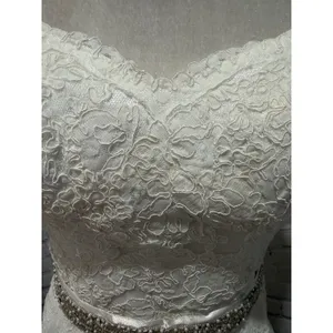 NWT David’s Bridal Ivory Cap Sleeve Lace Trumpet Wedding Dress Size 2 - $599 thumbnail 4