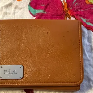 Lauren Ralph Lauren Tan Leather Continental Wallet with Silver Plaque thumbnail 2